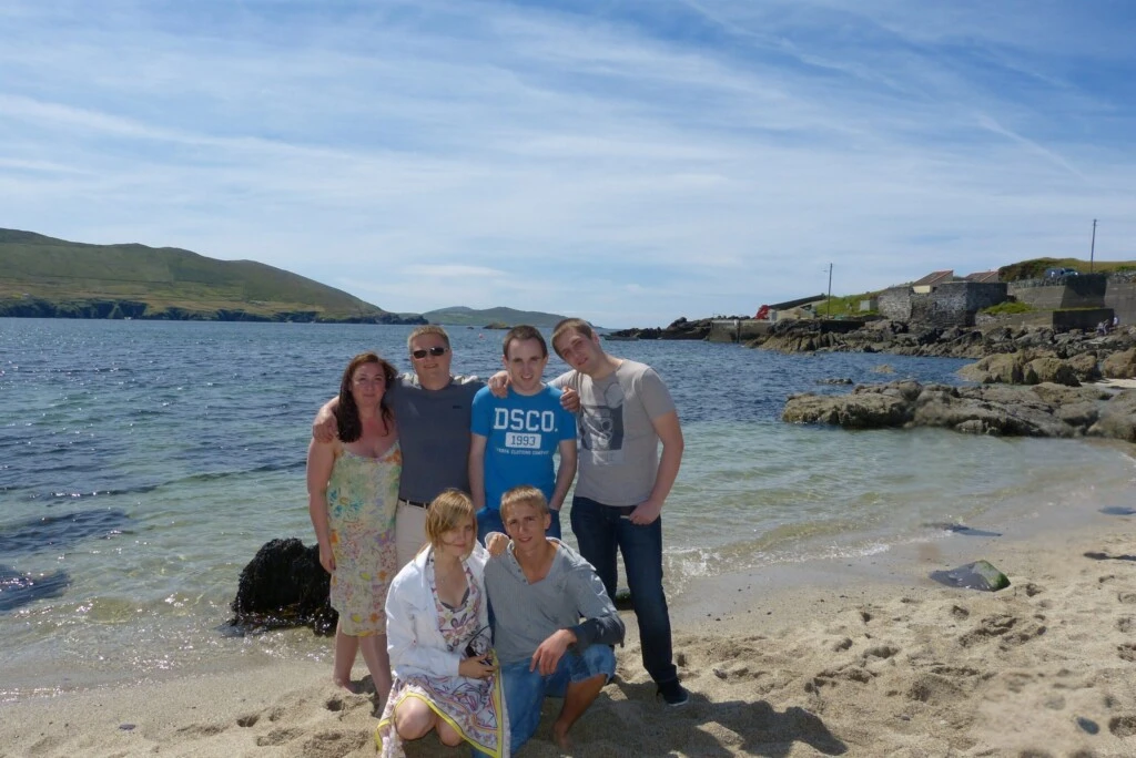Family together on the beach